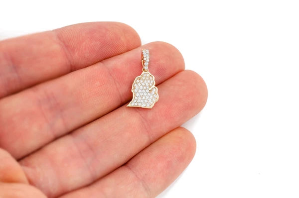 Erkals Jewellers Michigan State Pendant 18K Gold Diamond 0.30ctw