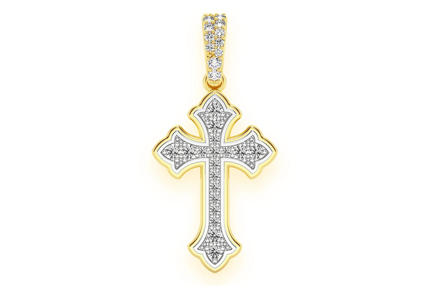 Erkals Jewellers Rounded Cross Pendant 18K Gold Diamond 0.25ctw
