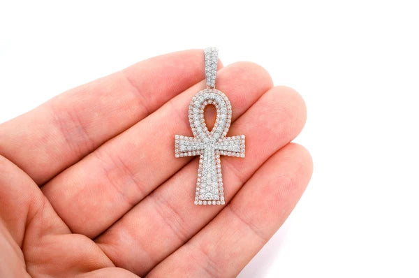 2.10ct Diamond Ankh Double Layer Pendant 18K Solid Gold