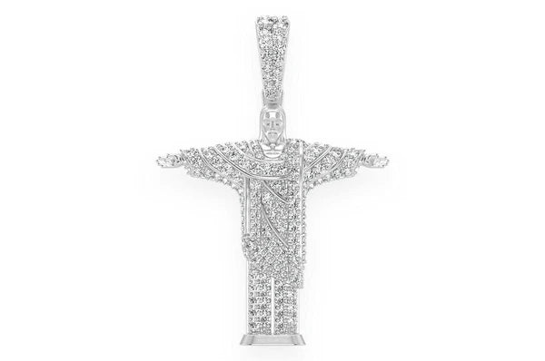 Brésil Jésus-Christ Le Rédempteur Pendentif diamant 1,10 ct en or massif 14 carats