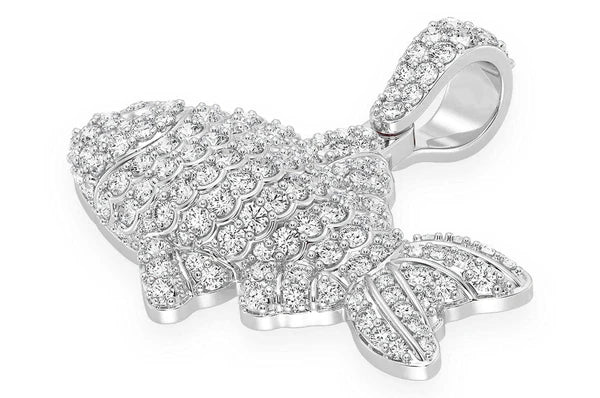 1.20ct Diamond Fish Pendant 18K Solid Gold