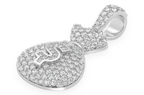 Money Bag Pendentif diamant 1,33 ct en or massif 14 carats