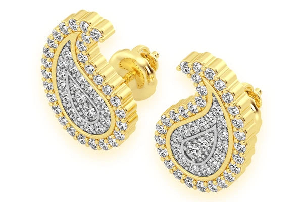 Erkals Jewellers Paisley Stud Earrings 18K Gold 0.35ctw