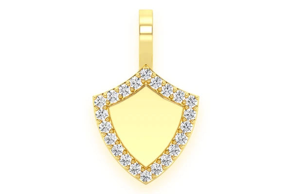 Erkals Jewellers Engravable Shield Pendant 18K Gold Diamond 0.20ctw