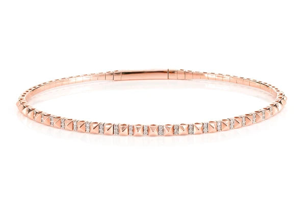 Erkals Jewellers Pointed Square Diamond Flex Bangle Bracelet 18K Gold 0.19ctw