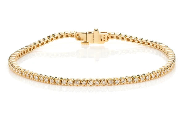 Erkals Jewellers Beaded Crown Set Diamond Link Bracelet 18K Gold 1.00ctw