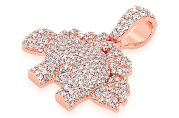 2.35ct Diamond Dinosaur Pendant 18K Solid Gold