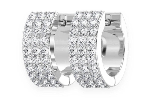 Erkals Jewellers Small Three Row Huggie Hoop Earrings 18K Gold 0.33ctw