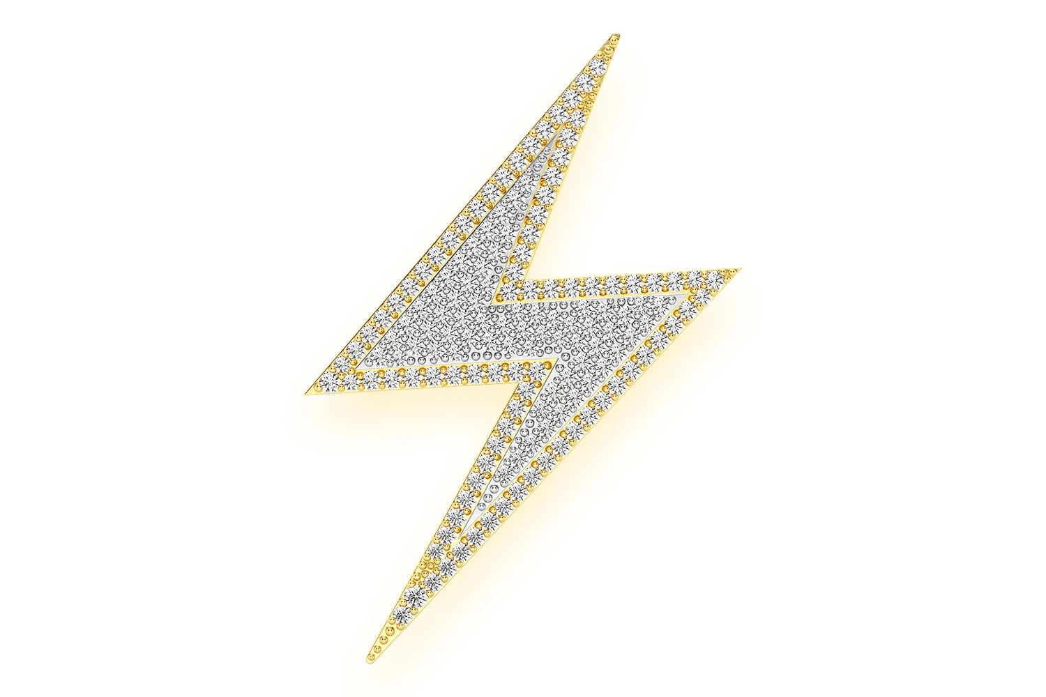 Erkals Jewellers Layered Lightning Bolt Pendant 18K Gold Diamond 0.65ctw