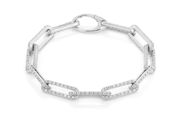 Erkals Jewellers Diamond Bezel Set Elongated Rolo Link Bracelet 18K Gold 3.25ctw