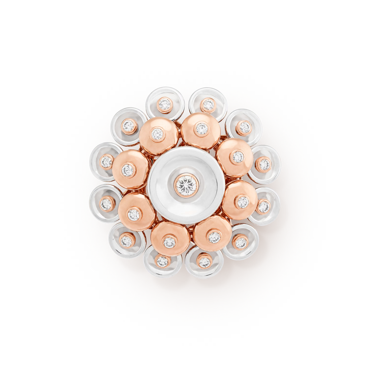 Van Cleef & Arpels Bouton d'Or Ring 18K Rose Gold White Gold Diamond