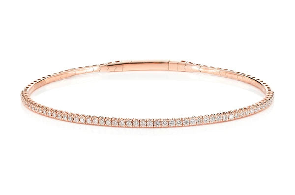 Erkals Jewellers Prong Set Diamond Flex Tennis Bangle Bracelet 18K Gold 0.70ctw