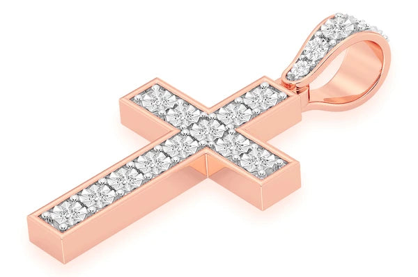 0.25ct Diamond Miracle Set Cross Pendant 18K Solid Gold