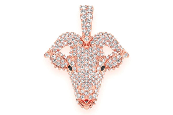 2.50ct Diamond Goat Head Pendant 18K Solid Gold