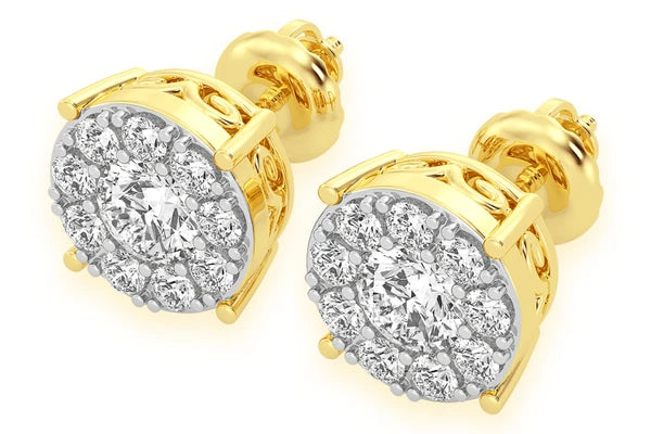 Erkals Jewellers Mosaic Stud Earrings 18K Gold 1.00ctw