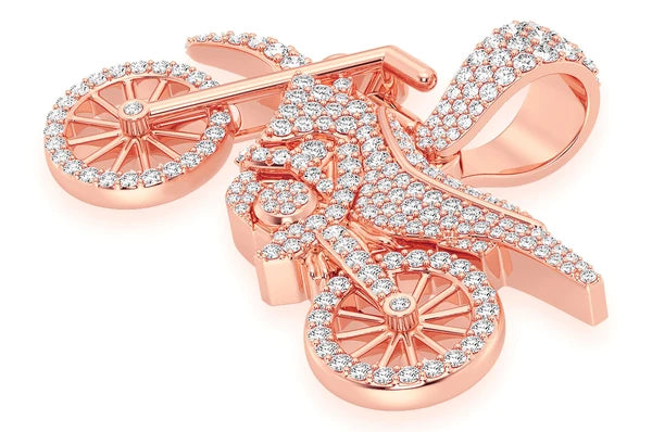 1.75ct Diamond Dirt Bike Pendant 18K Solid Gold