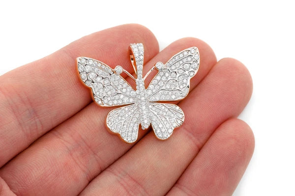 Pendentif diamant papillon 2,00 ct en or massif 14 carats
