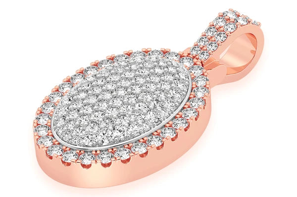 2.50ct Diamond Oval Pillow Double Layer Pendant 18K Solid Gold