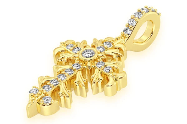 Erkals Jewellers Filigree Cross Pendant 18K Gold Diamond 0.10ctw