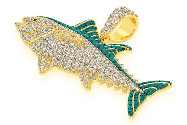 Erkals Jewellers Bluefin Tuna Pendant 18K Gold Diamond 4.50ctw