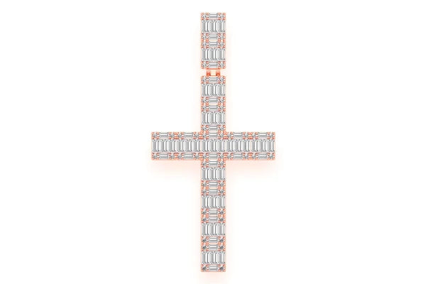 Erkals Jewellers Baguette Cross Pendant 18K Gold Diamond 2.00ctw