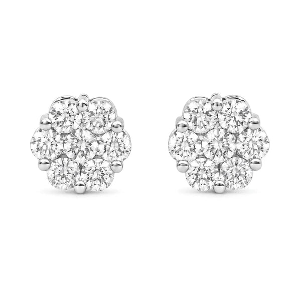 Erkals Jewellers Flower Stud Earrings 18K Gold 1.50ctw