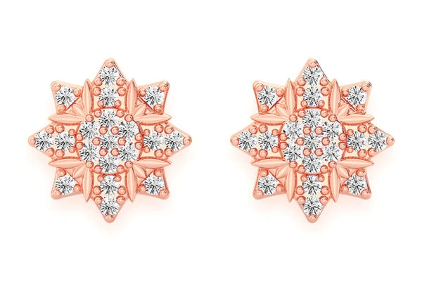 Erkals Jewellers Mini 8 Point Accent Star Stud Earrings 18K Gold 0.10ctw
