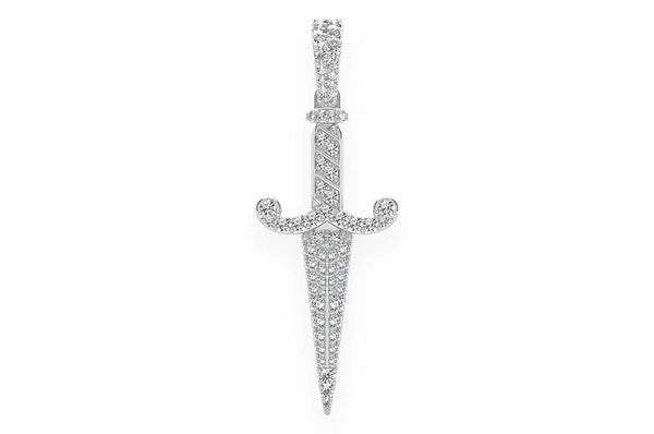 1.50ct Diamond Dagger Pendant 18K Solid Gold