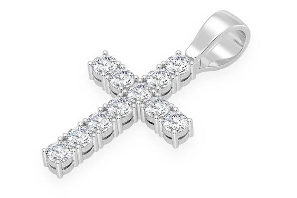 Erkals Jewellers One Row Basket Cross Pendant 18K Gold Diamond 3.75ctw