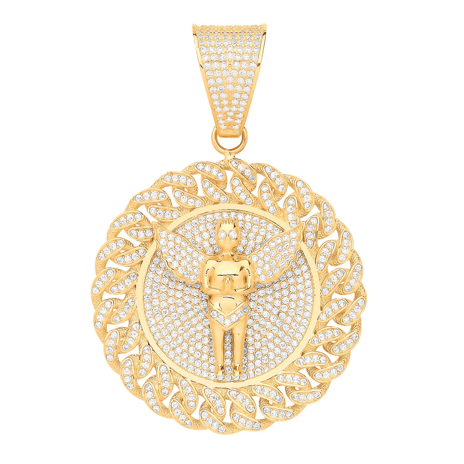 Y/G Angel Medallion CZ Pendant