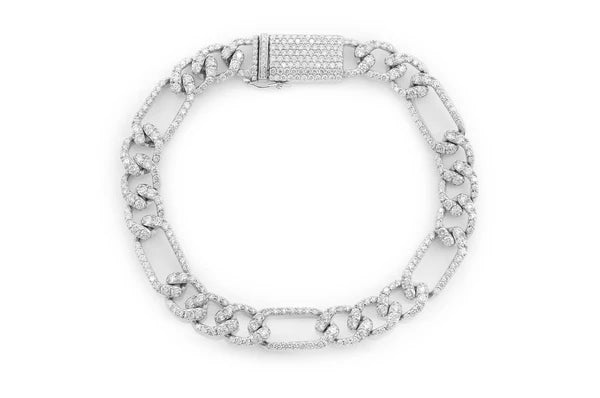 Bracelet en diamant Figaro Link 3,50 ct 6 mm en or massif 14 carats
