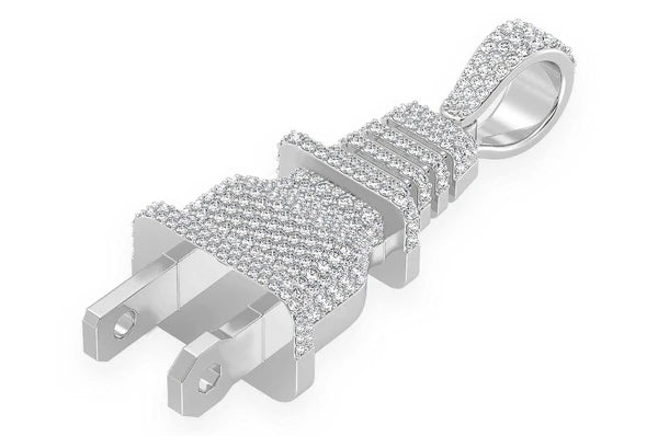 2.15ct Diamond Electric Plug Pendant 18K Solid Gold