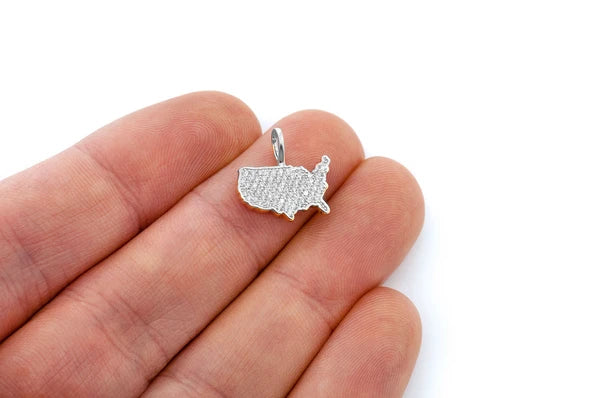 0.30ct Diamond United States Of America Pendant 18K Solid Gold