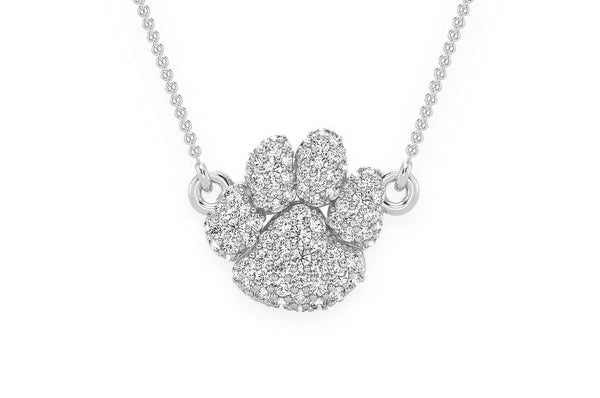 Collier de diamants Dog Paw 0,35 ct connecté en or massif 14 carats