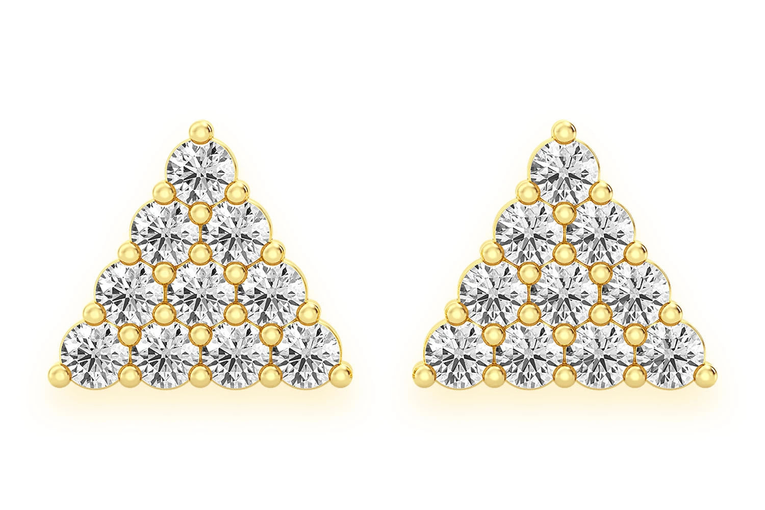 Erkals Jewellers Triangle Stacked Stud Earrings 18K Gold 0.15ctw