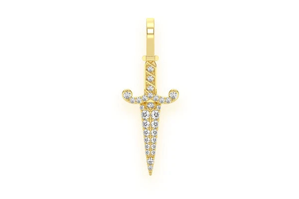 Erkals Jewellers Mini Medieval Dagger Pendant 18K Gold Diamond 0.20ctw