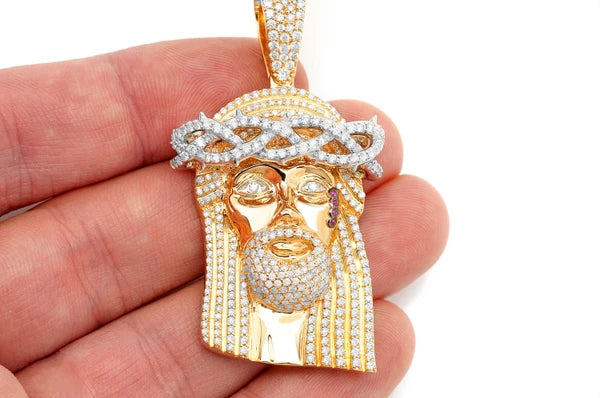 Erkals Jewellers Jesus Pendant 18K Yellow Gold Diamond 3.75ctw