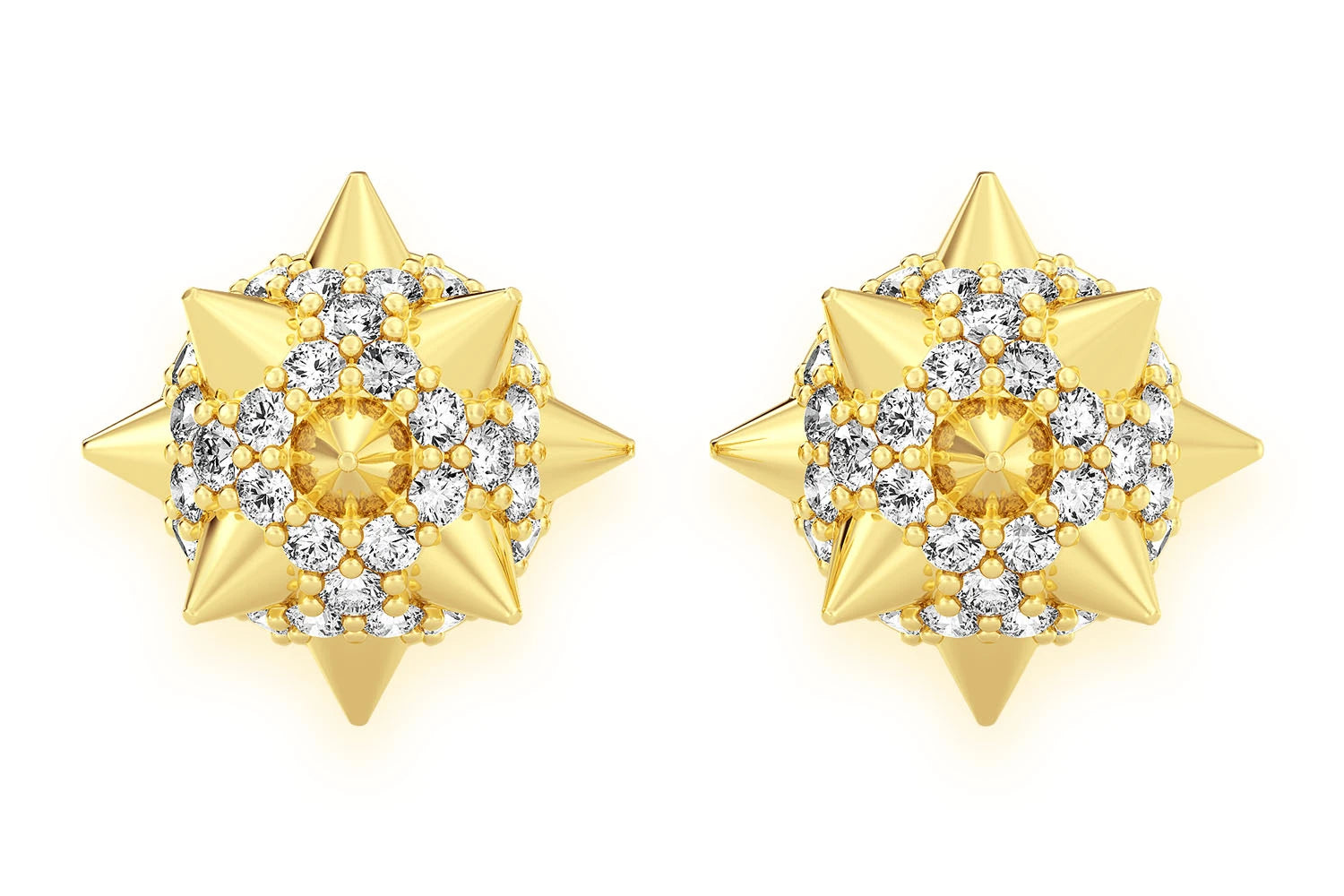 Erkals Jewellers Spike Ball Stud Earrings 18K Gold 0.40ctw