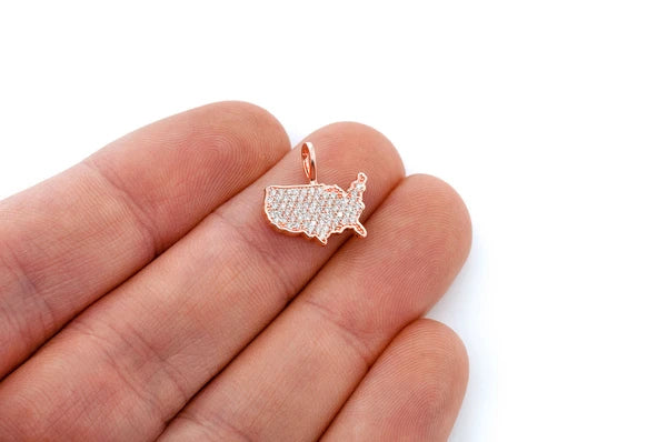 0.30ct Diamond United States Of America Pendant 18K Solid Gold