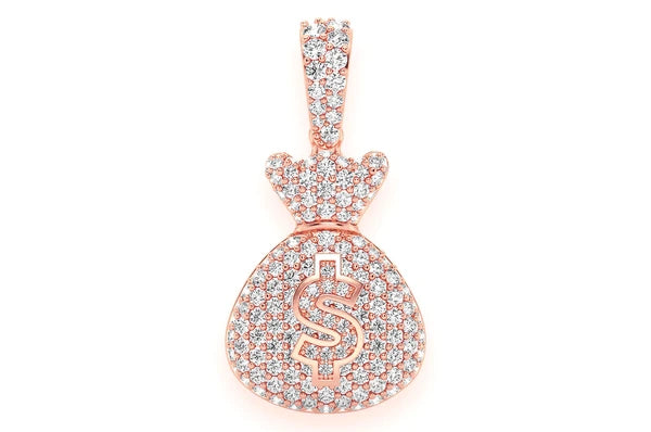 Money Bag Pendentif diamant 1,33 ct en or massif 14 carats