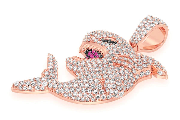 2.75ct Diamond Shark Pendant 18K Solid Gold