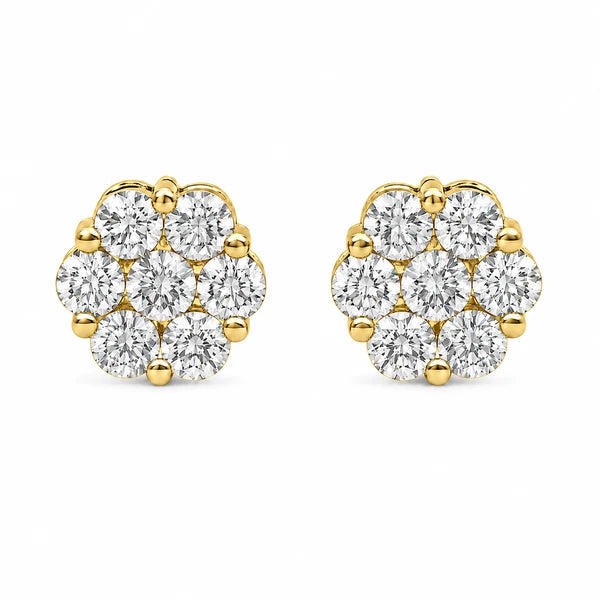Erkals Jewellers Flower Stud Earrings 18K Gold 2.00ctw