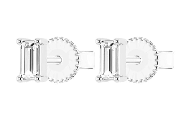 Erkals Jewellers Baguette Solitaire Stud Earrings 18K Gold 0.20ctw