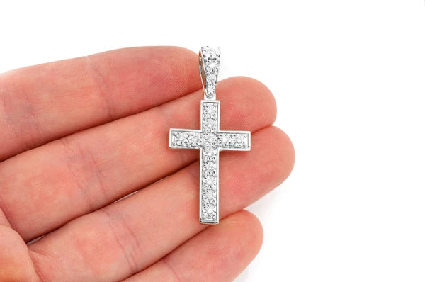 0.25ct Diamond Miracle Set Cross Pendant 18K Solid Gold