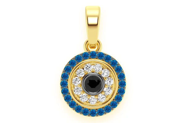 Erkals Jewellers Round Evil Eye Pendant 18K Gold Diamond 0.25ctw