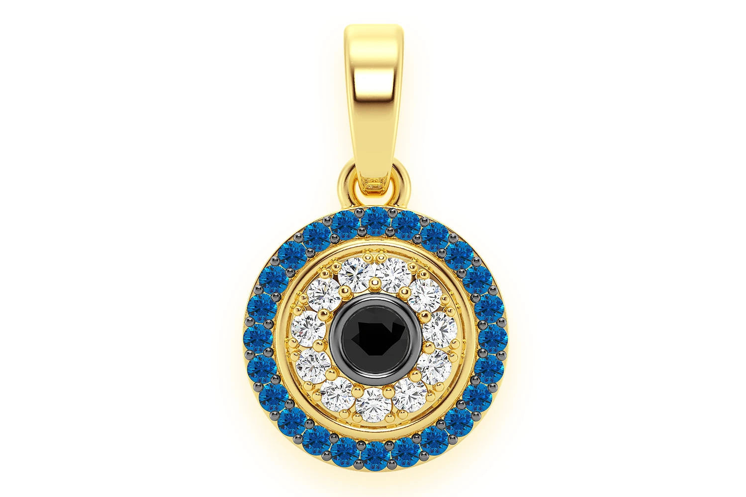 Erkals Jewellers Round Evil Eye Pendant 18K Gold Diamond 0.25ctw