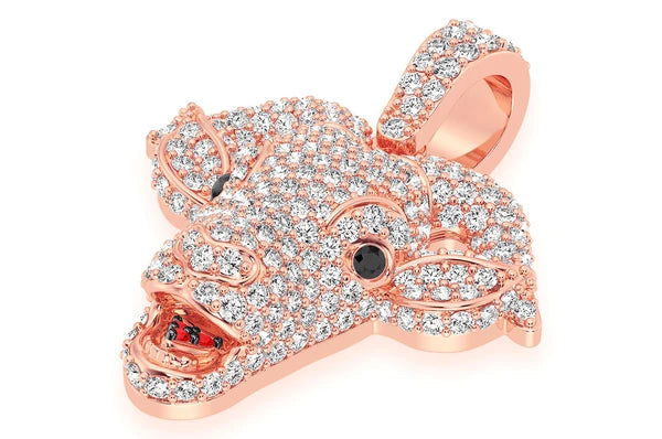 2.50ct Diamond Goat Head Pendant 18K Solid Gold