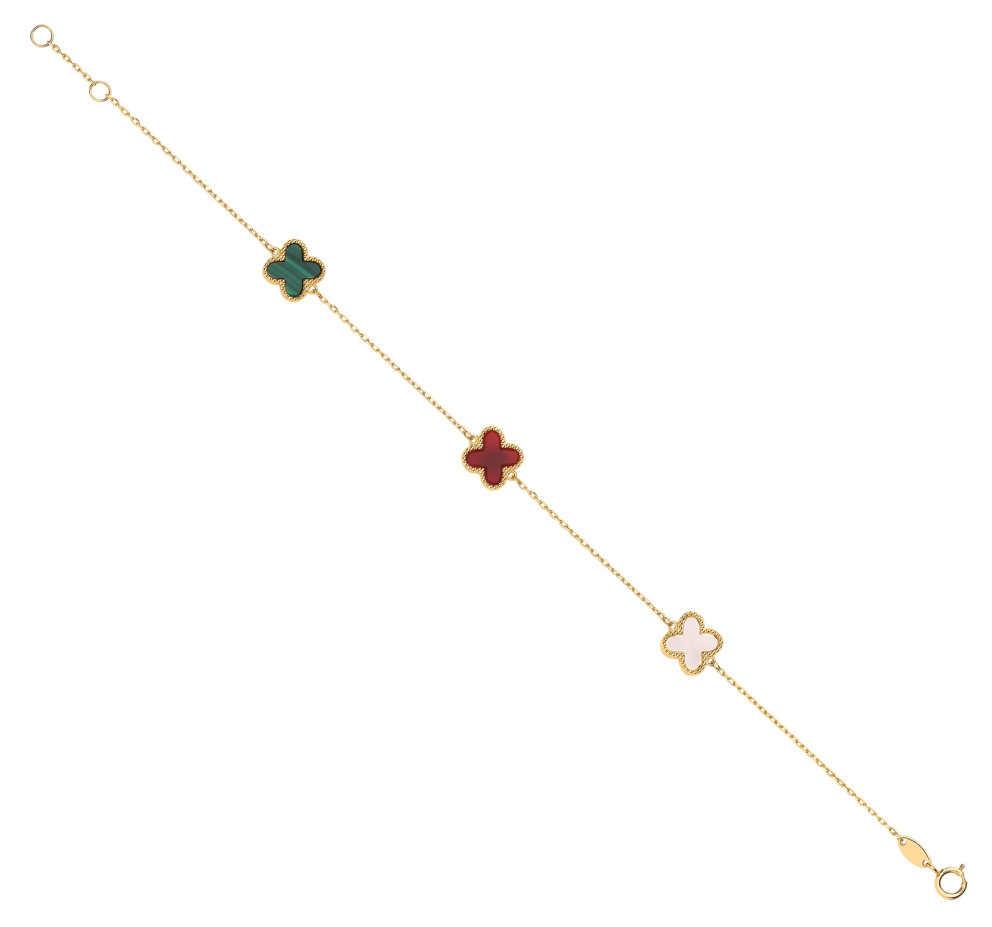 Y/G Four Leaf Clover 3 Colour Ladies Bracelet