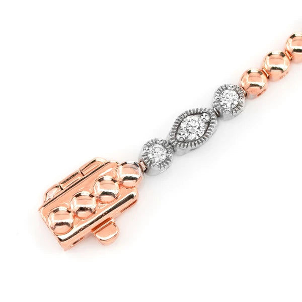 Erkals Jewellers Oval And Round Diamond Bead Bezel Link Bracelet 18K Gold 0.66ctw