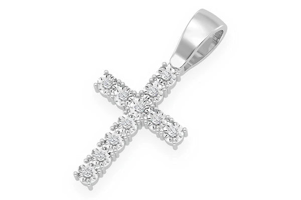 Miracle Set Croix Pendentif Diamant 0,15 ct Or Massif 14 Carats